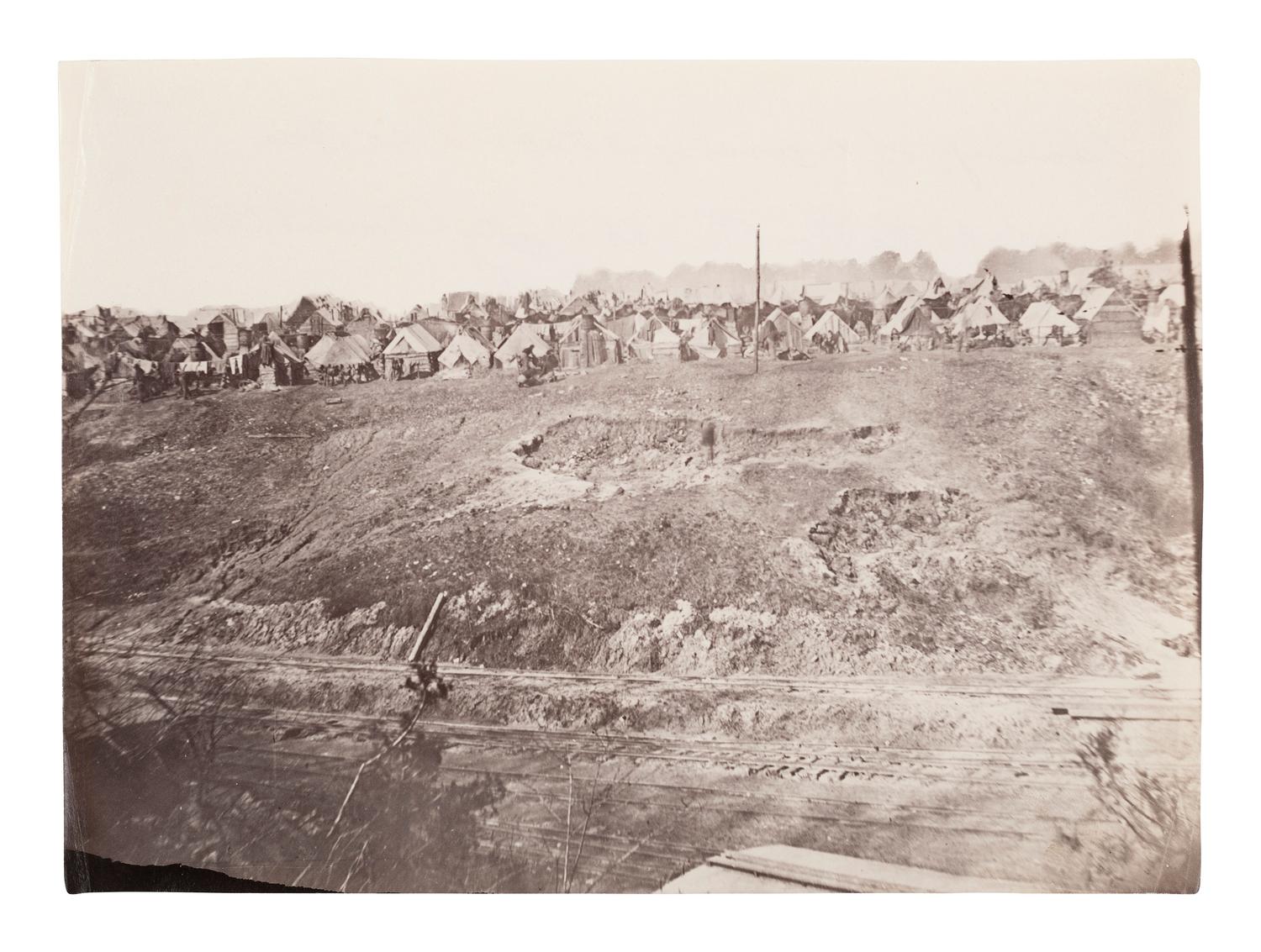 [CIVIL WAR]. RUSSELL, A.J. Two albumen prints taken near City Point, Virginia.