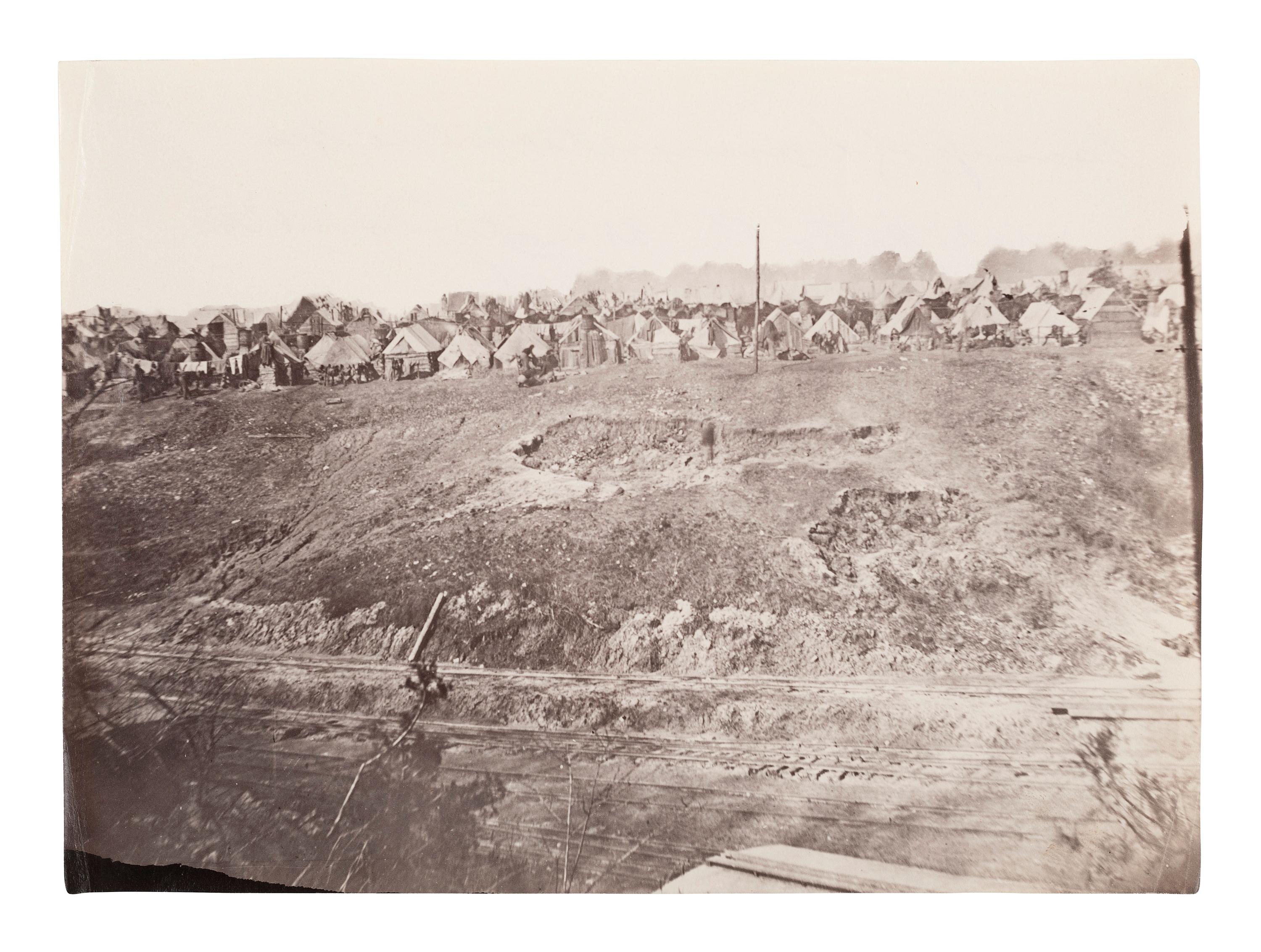 [CIVIL WAR]. RUSSELL, A.J. Two albumen prints taken near City Point, Virginia.