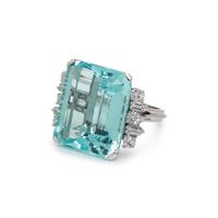 AQUAMARINE AND DIAMOND RING