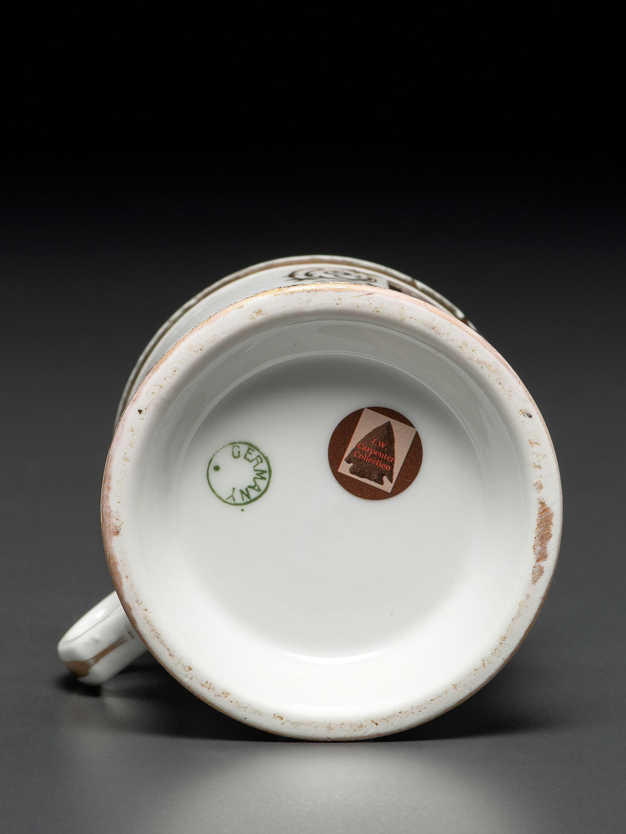 A Photographic Transfer Porcelain Shaving Mug Depicting the Arion Theatre, New York