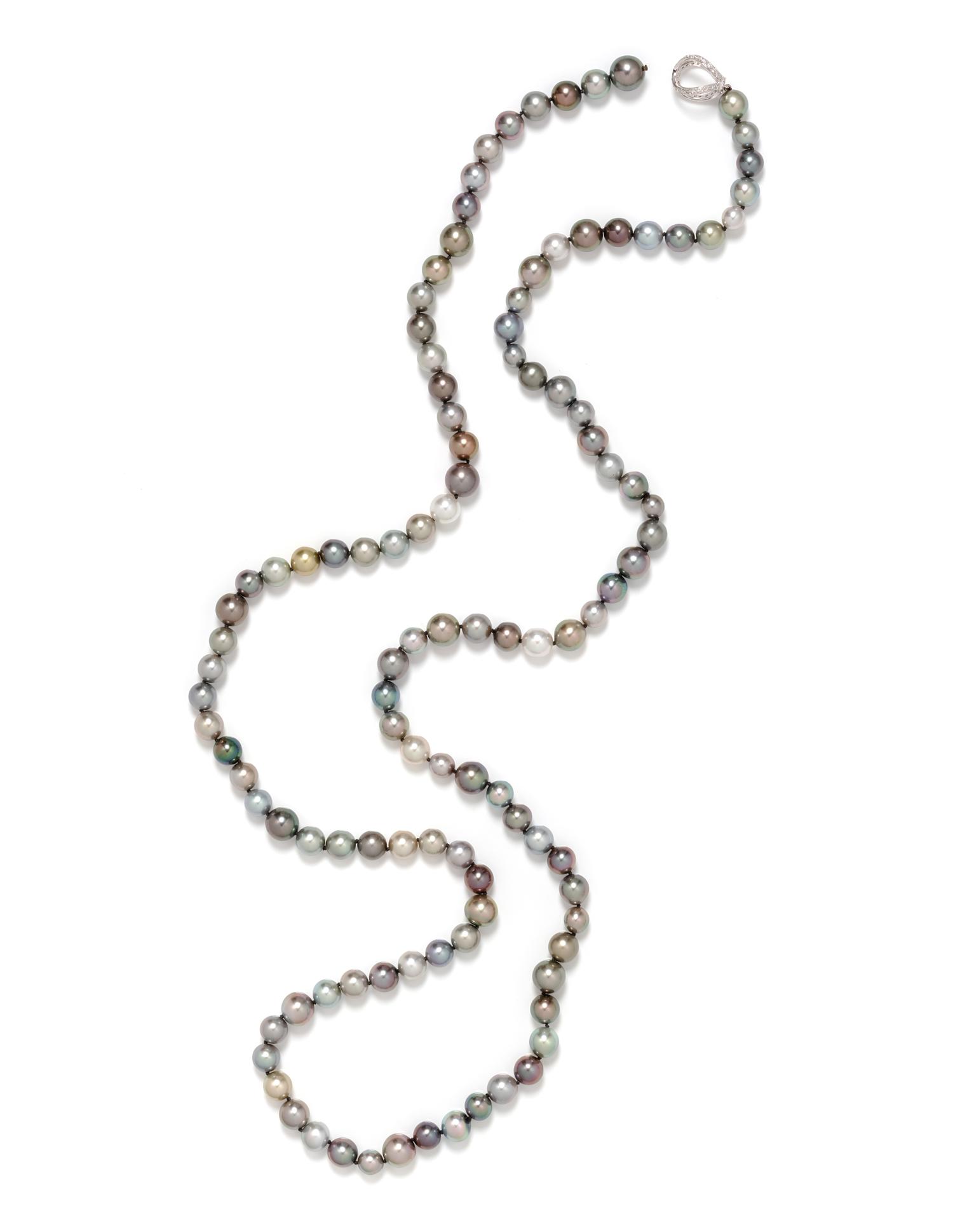 CULTURED TAHITIAN PEARL AND DIAMOND NECKLACE
