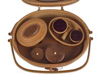 A Nantucket Style Lightship Sewing Basket With Accessories, By Darryl and Karen Arawjo, Bushkill, PA, Dated "1994"