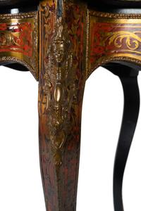 A Napoleon III Style Brass and Tortoise Shell Inlaid Center Table