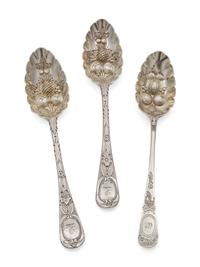 A Group of Three George III Silver Berry Spoons