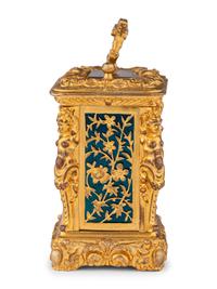 A French Miniature Gilt Bronze Eight-Day Carriage Clock