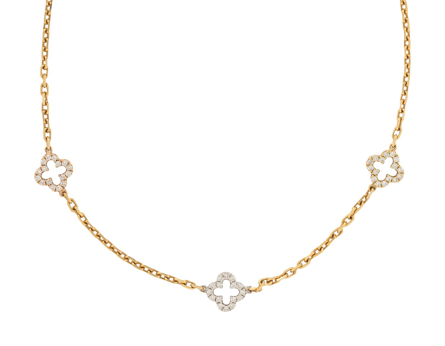 TRICOLOR GOLD AND DIAMOND NECKLACE