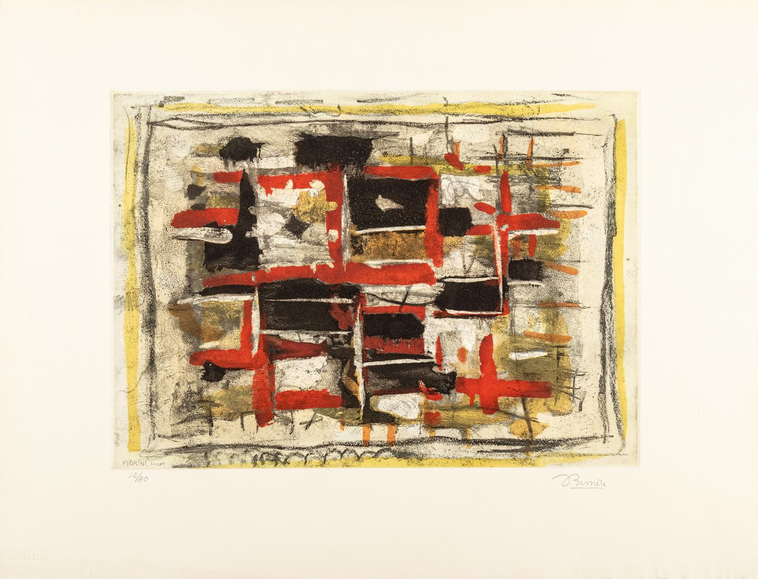 A Group of Three Prints by Gérard Ernest Schneider, and Marcel Fiorini, one of which After Roger Bissière, 1955-1960