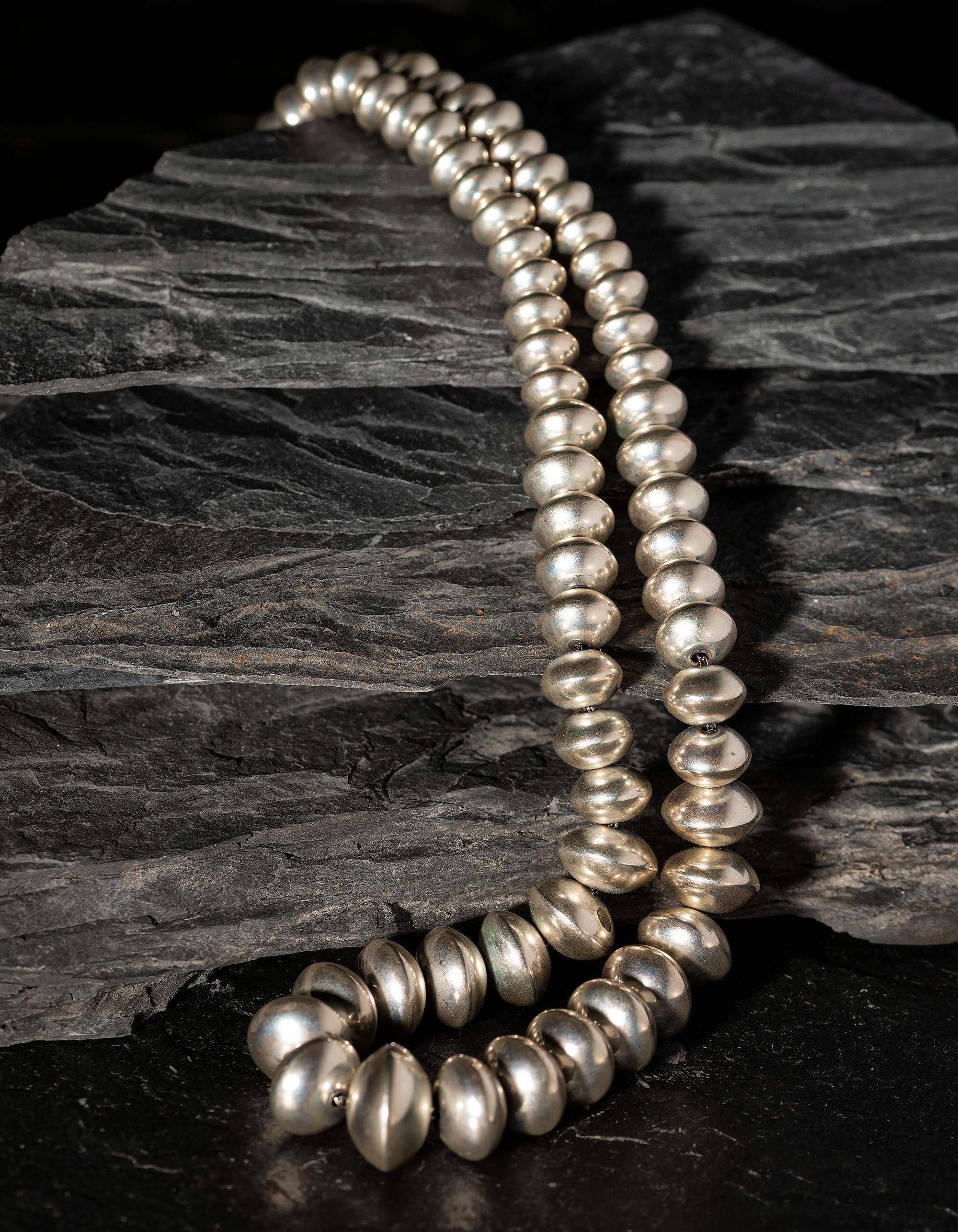 Navajo Graduated Silver Bead Necklace