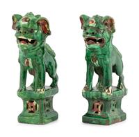 A Pair of Chinese Sancai Glazed Lions