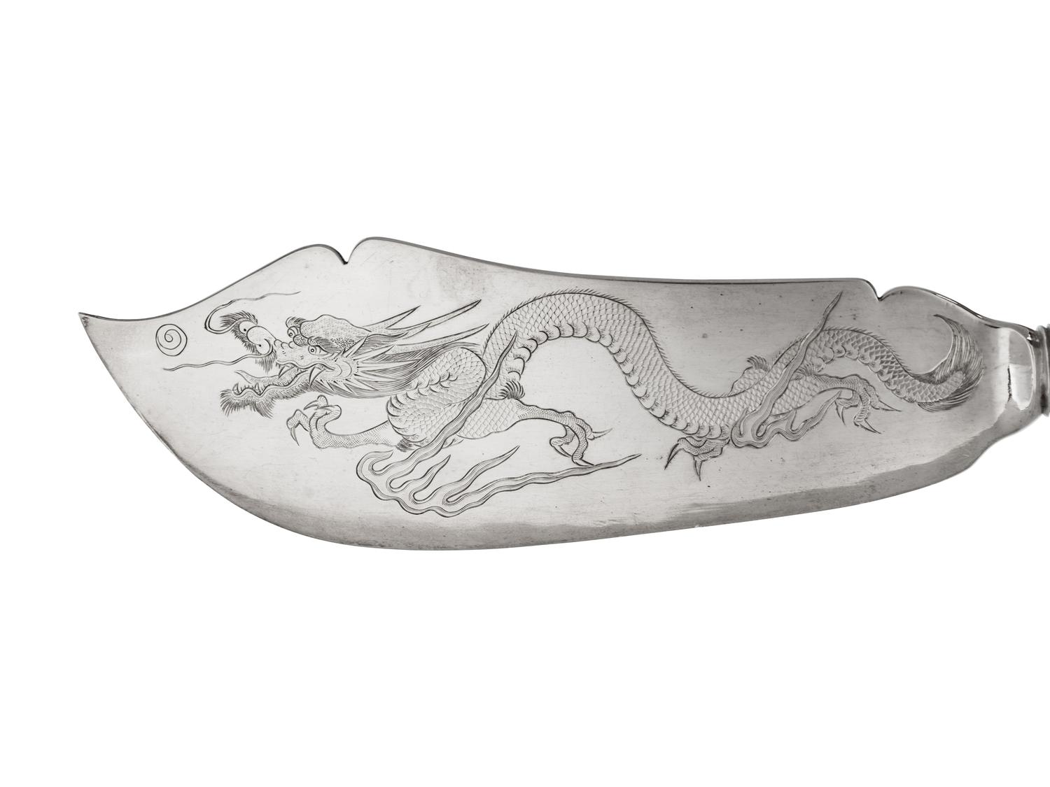 A Set of Chinese Export Silver Fish Fork and Knife