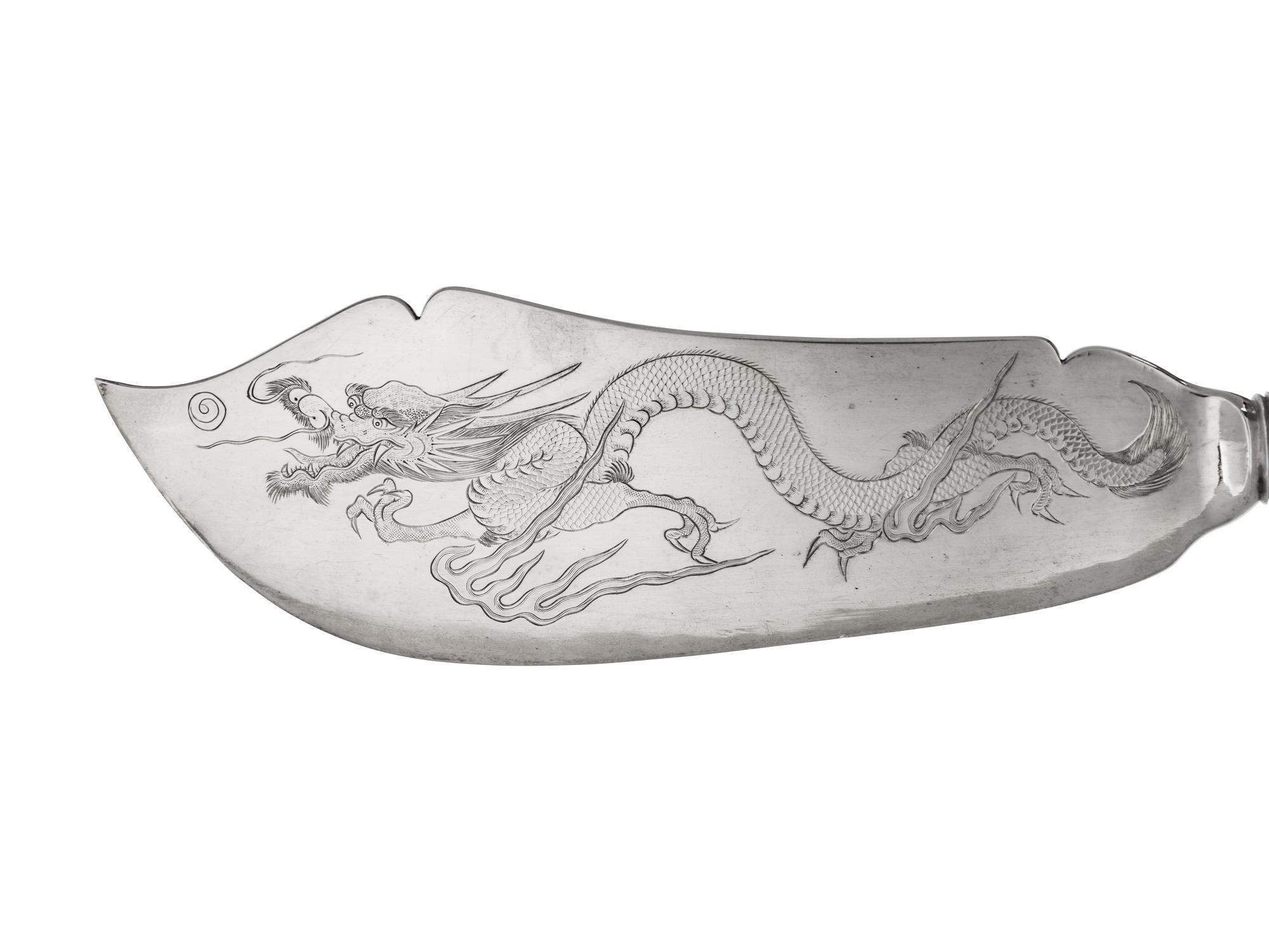 A Set of Chinese Export Silver Fish Fork and Knife