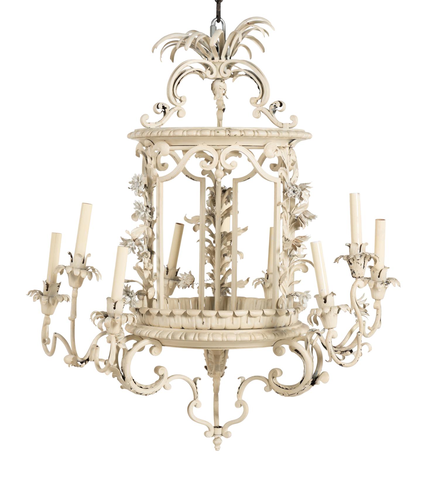 A Continental Painted Metal Nine-Light Lantern