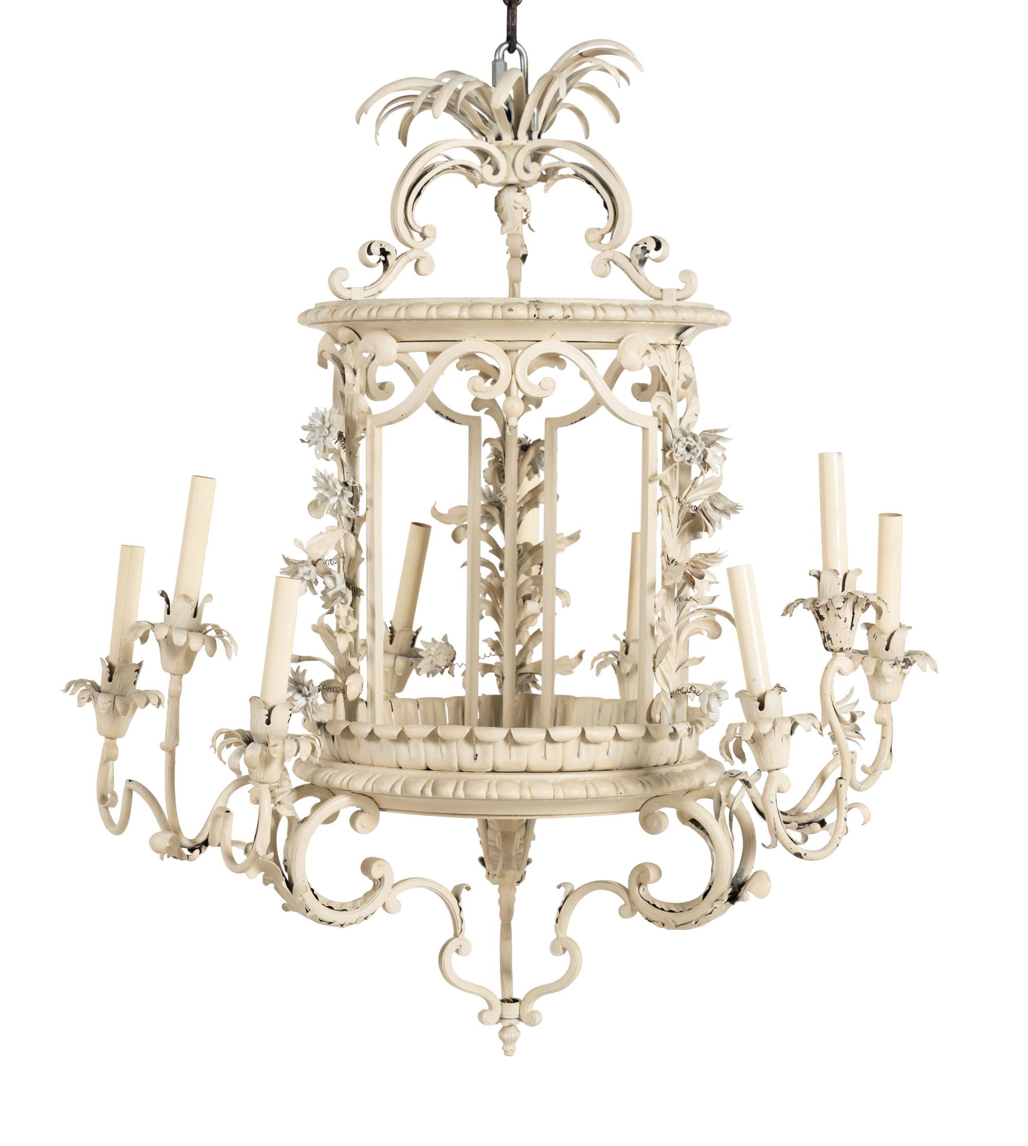 A Continental Painted Metal Nine-Light Lantern