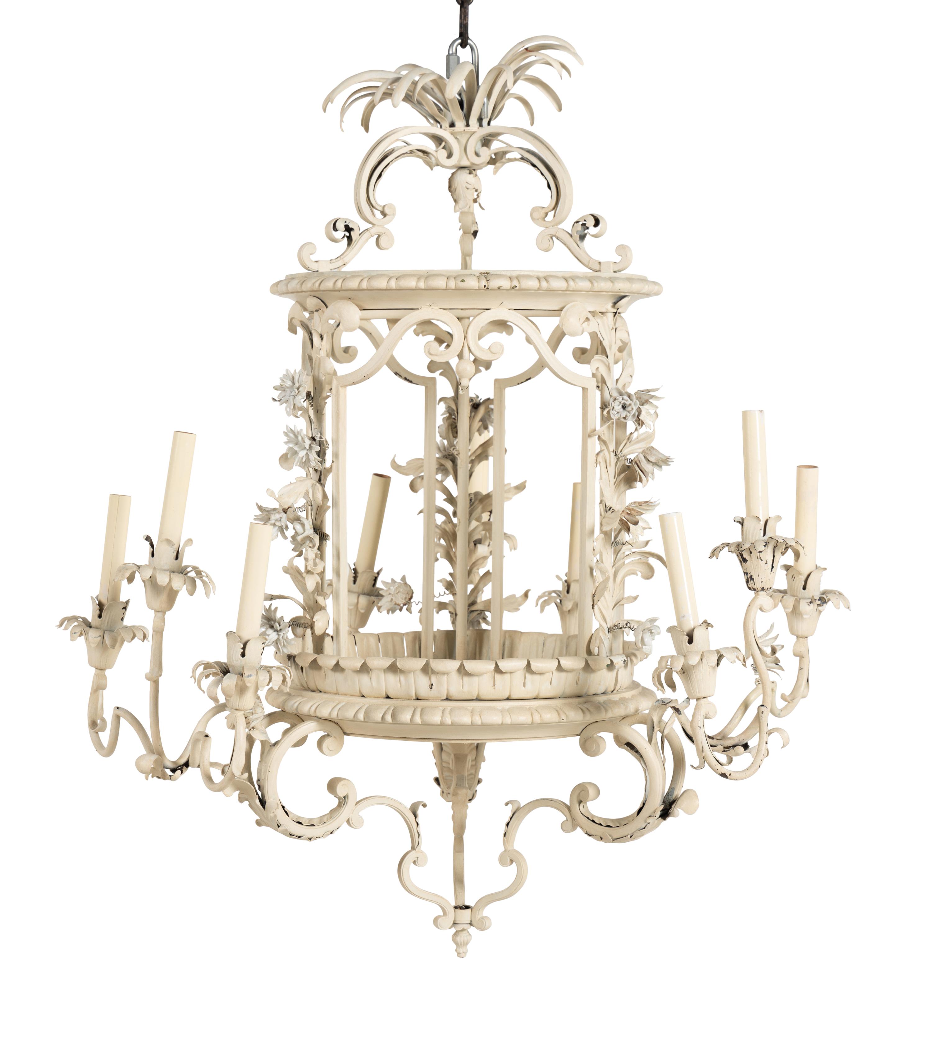A Continental Painted Metal Nine-Light Lantern