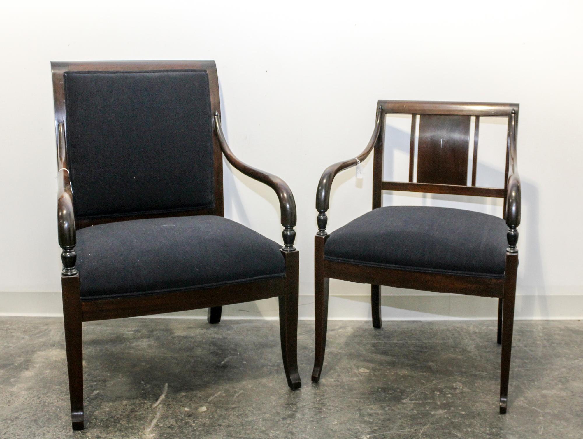 Two Regency Style Mahogany Armchairs Height of larger 38 1/2 inches. — 20TH CENTURY