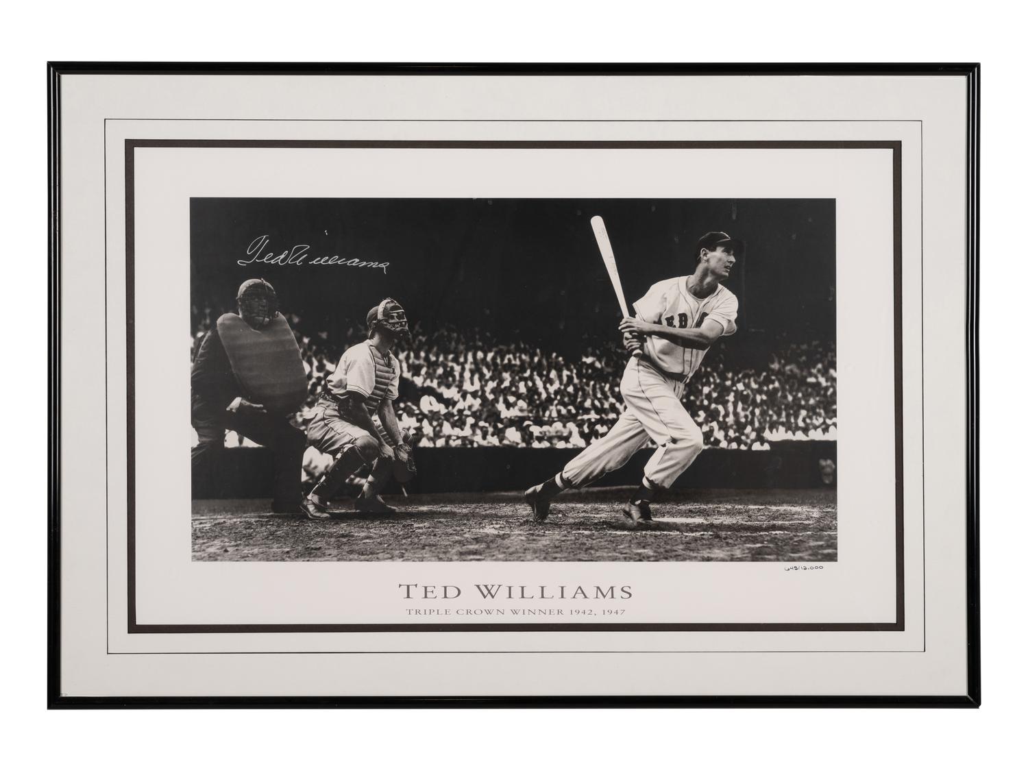 A Ted Williams Signed Autograph Triple Crown Print (Beckett Authentication Services Letter),