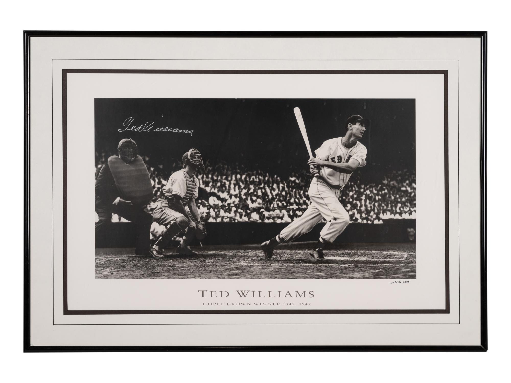 A Ted Williams Signed Autograph Triple Crown Print (Beckett Authentication Services Letter),