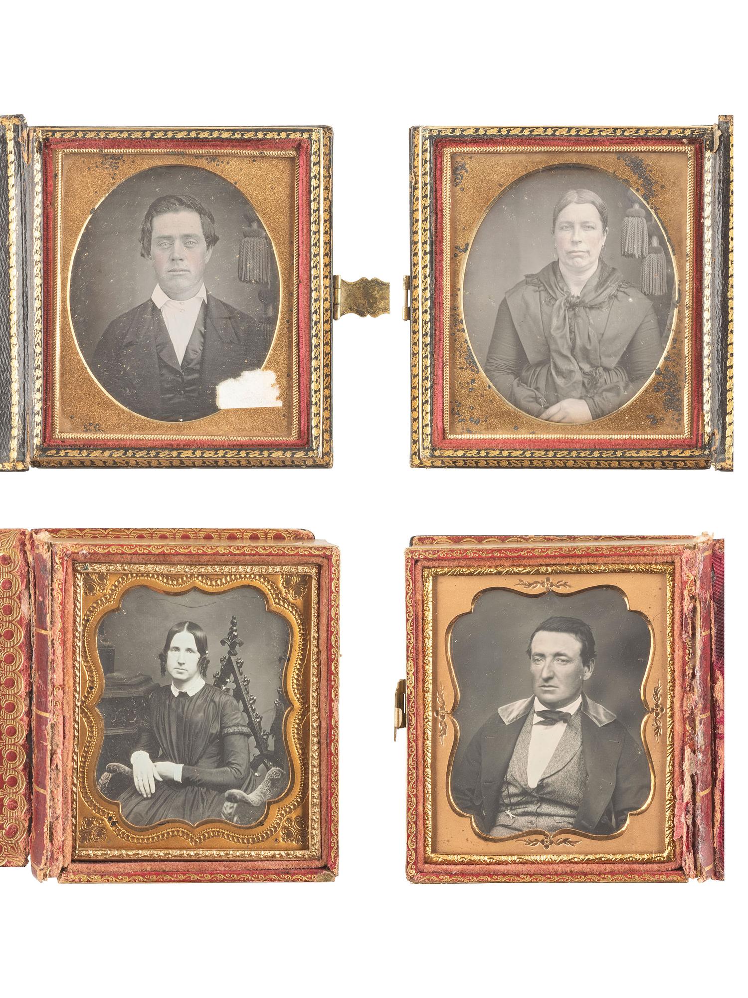 [EARLY PHOTOGRAPHY]. 16 sixth plate daguerreotypes housed in pairs within double-sided flip cases.