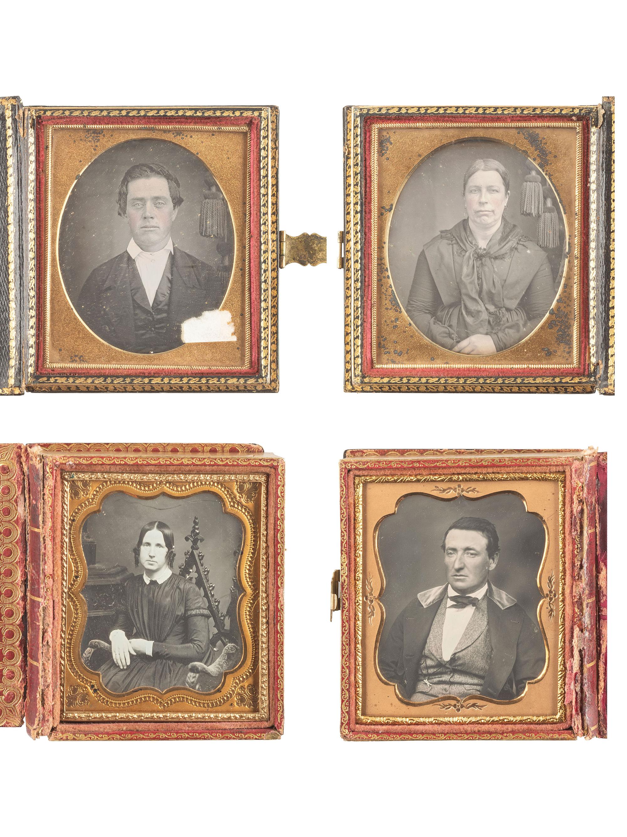 [EARLY PHOTOGRAPHY]. 16 sixth plate daguerreotypes housed in pairs within double-sided flip cases.