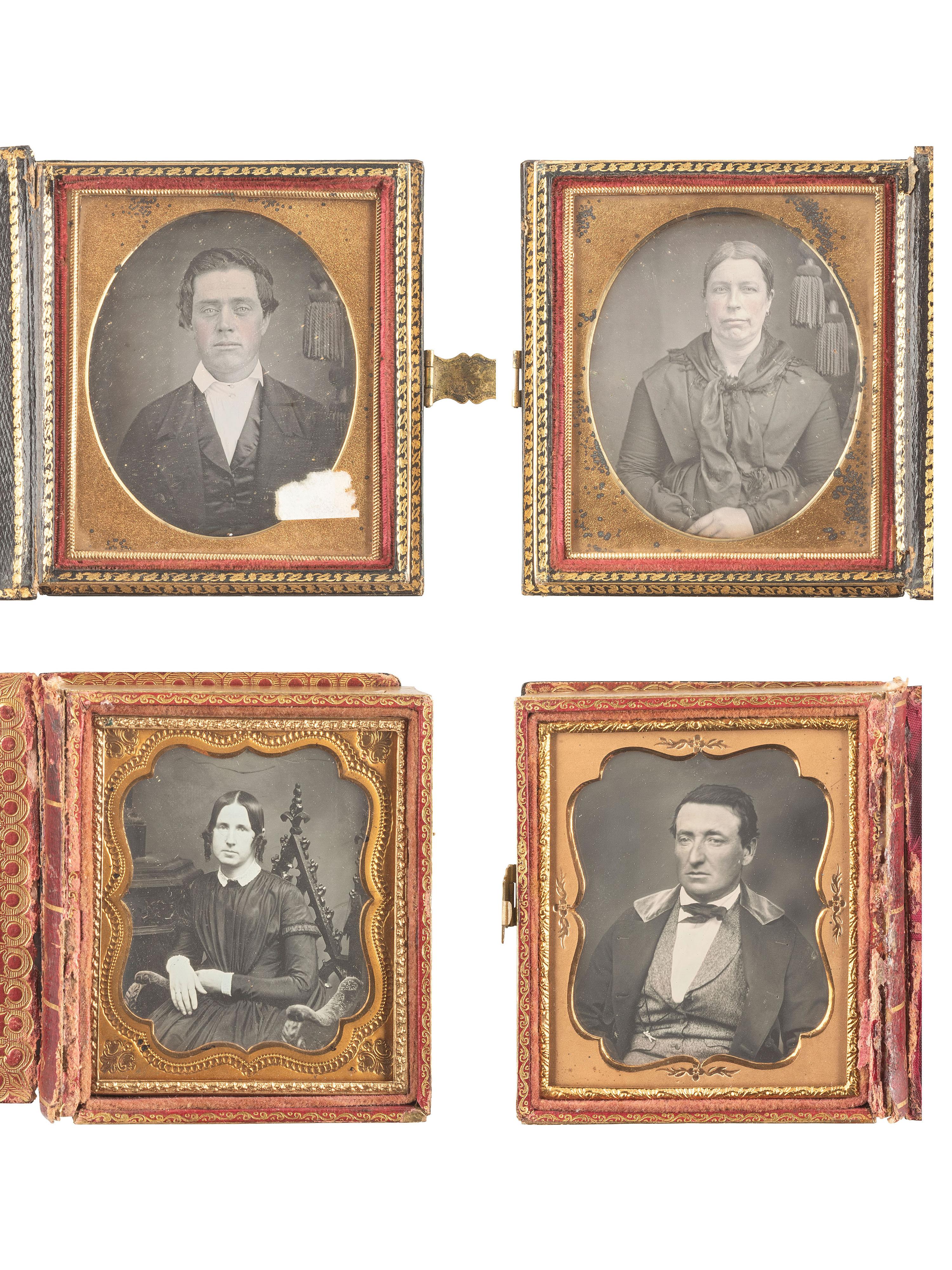 [EARLY PHOTOGRAPHY]. 16 sixth plate daguerreotypes housed in pairs within double-sided flip cases.