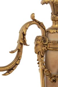 A Pair of French Gilt Bronze and Alabaster Four-Light Candelabra