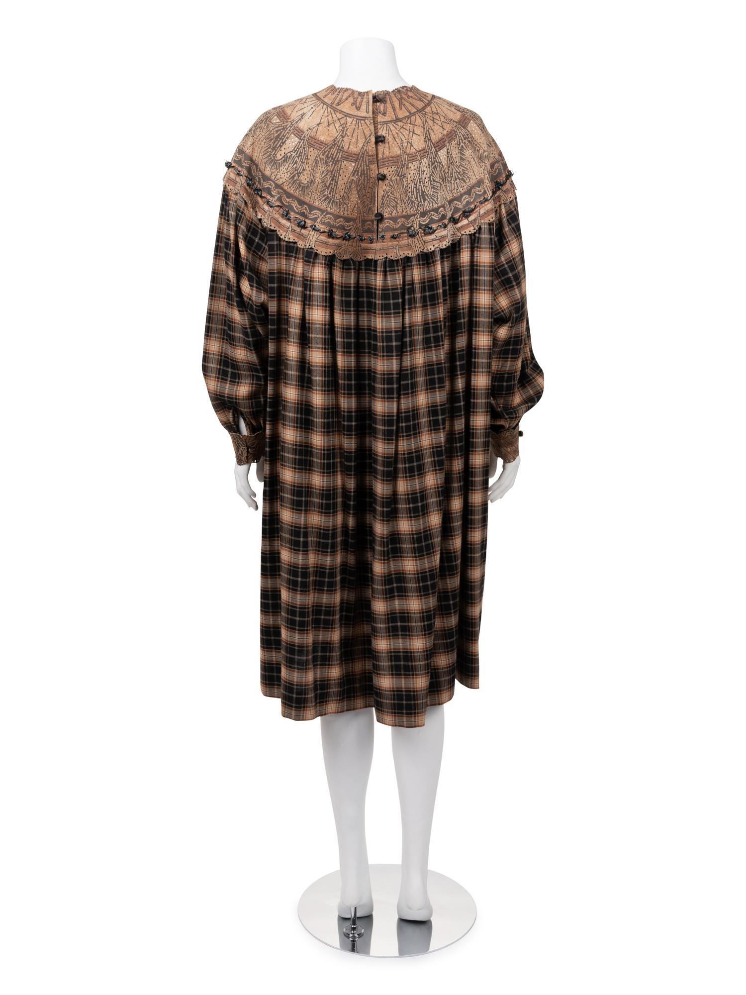 Zandra Rhodes Wool and Suede Dress, 1980s