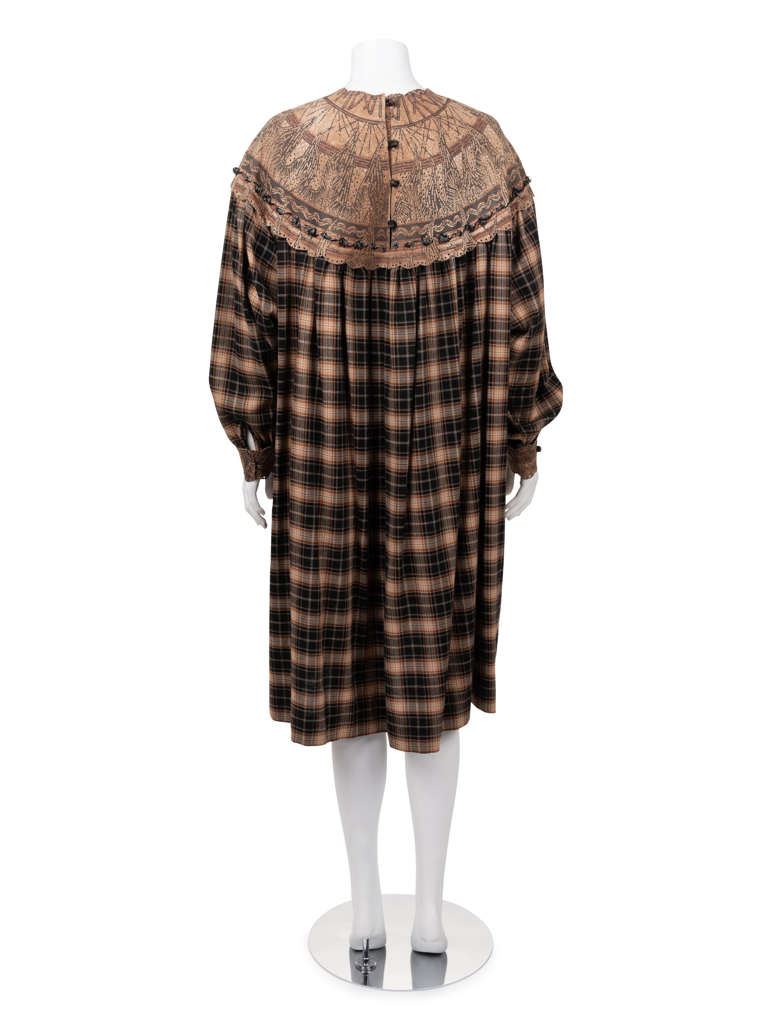 Zandra Rhodes Wool and Suede Dress, 1980s