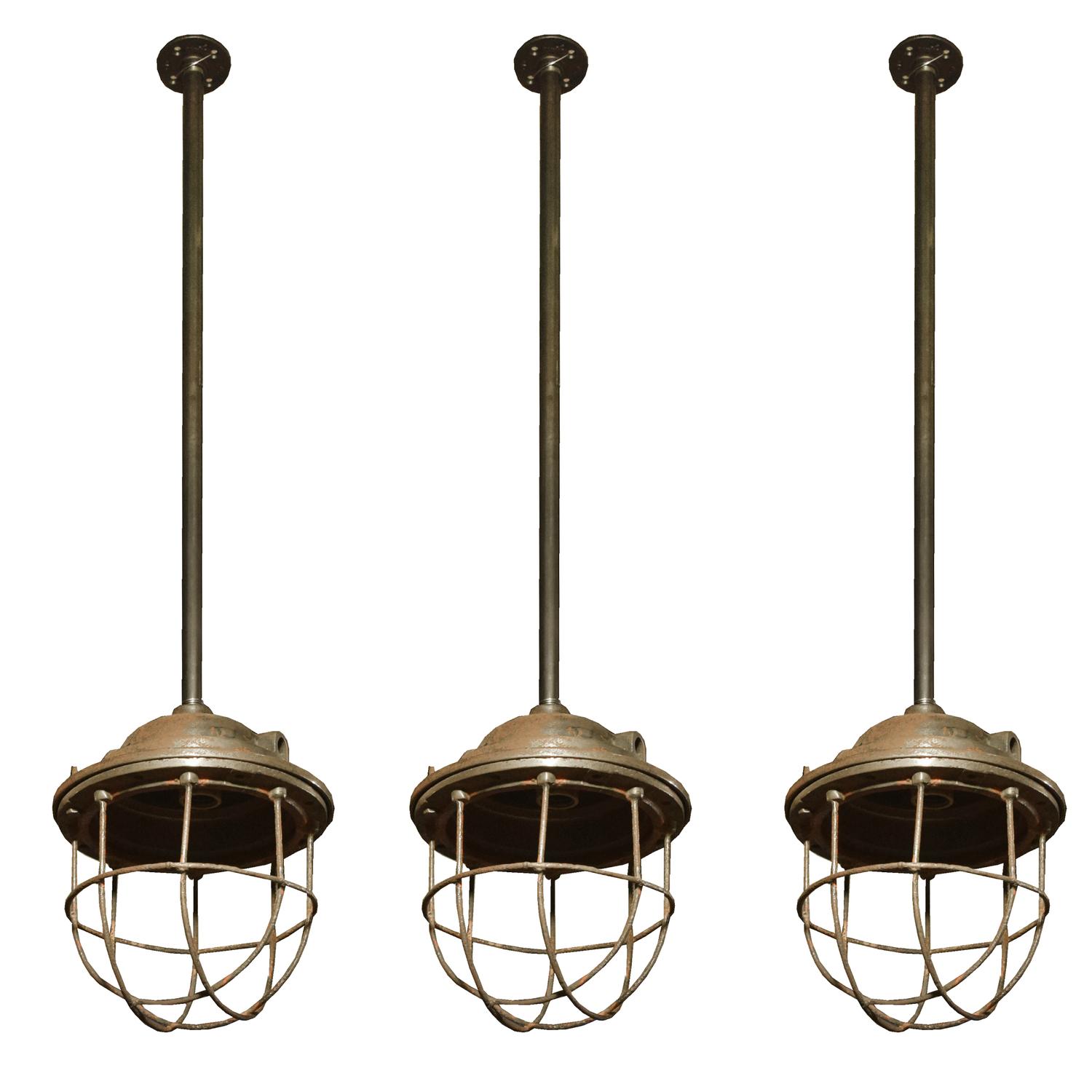 A Set of Three Cast Iron Light Fixtures 10" W x 10" D x 42" H — England, 20th Century