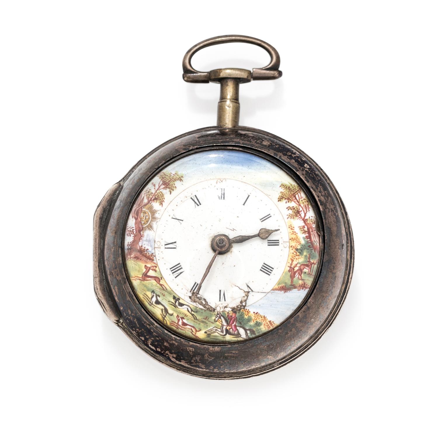 SILVER OPEN FACE POCKET WATCH