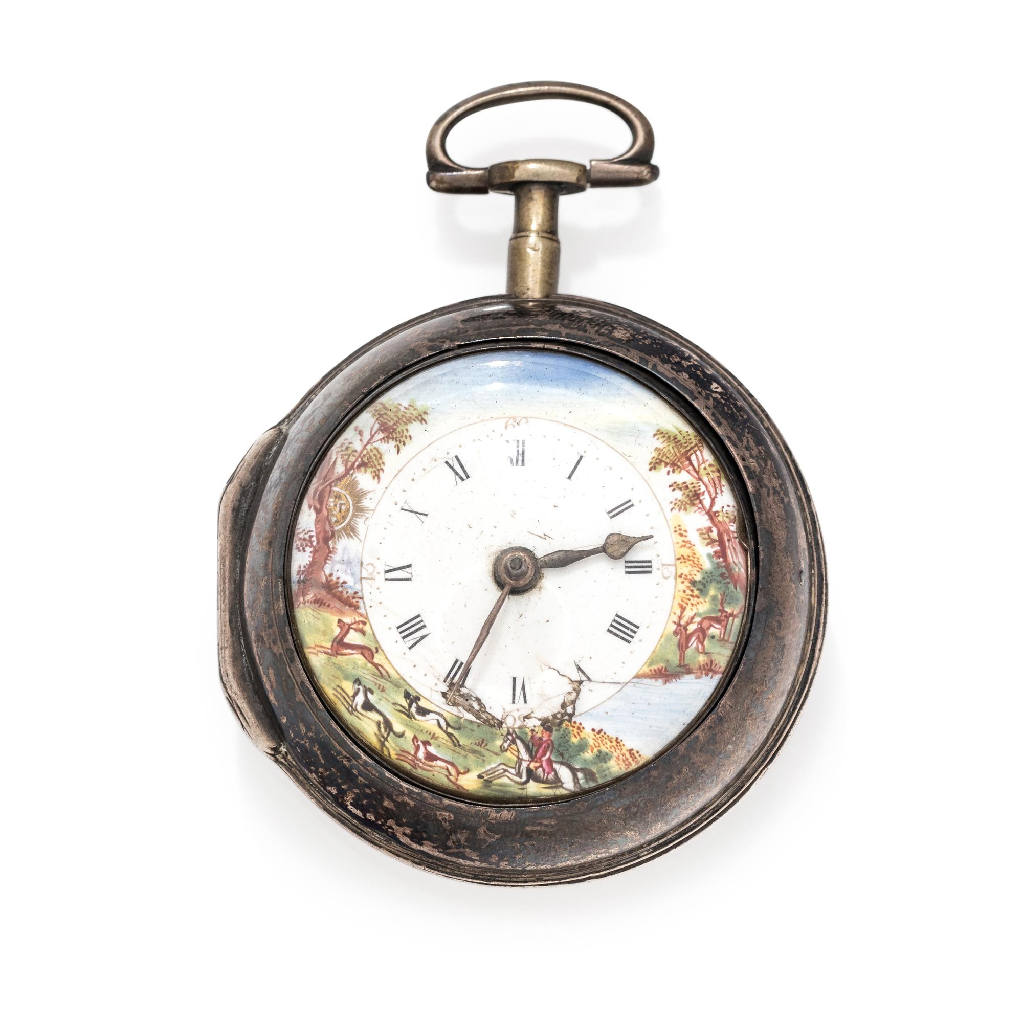 SILVER OPEN FACE POCKET WATCH