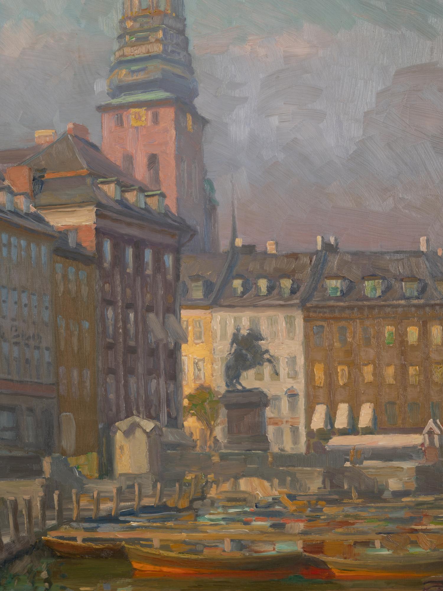 View from Gl. Strand in Copenhagen with fishermen by the canal