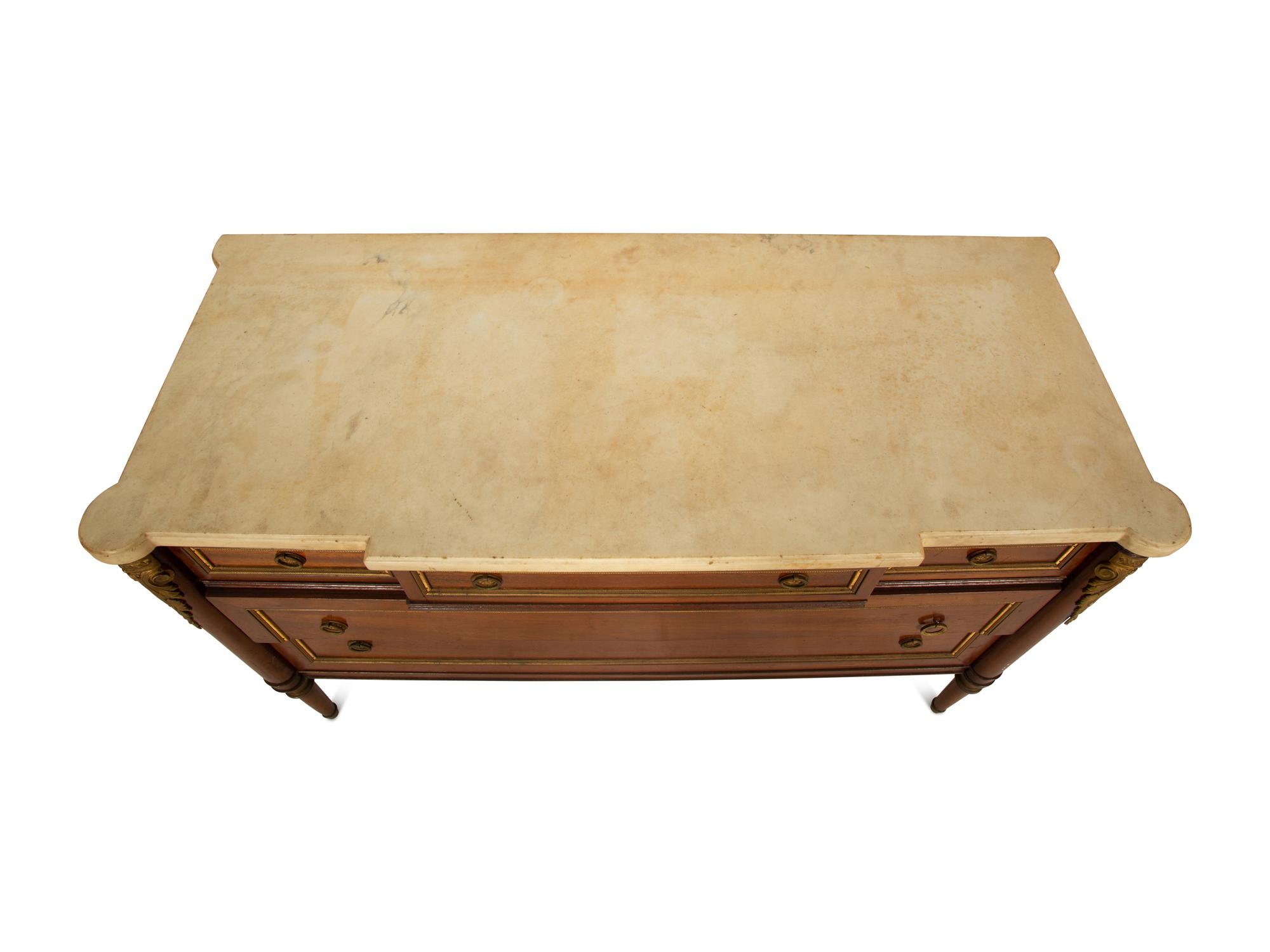 A Louis XVI Style Marble Top Gilt Metal Mounted Commode — 19th/20th Century