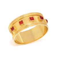 ELIZABETH LOCKE, YELLOW GOLD AND CARNELIAN BANGLE BRACELET