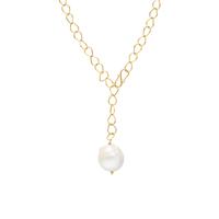 CULTURED PEARL AND YELLOW GOLD FANCY LINK NECKLACE