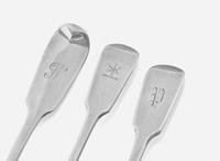 An assembled group of twenty George IV and Victorian sterling silver flatware, various makers, London and Chester, various dates ranging 1822-1893