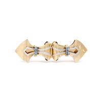 RETRO, YELLOW GOLD AND SAPPHIRE DOUBLE CLIP/BROOCH