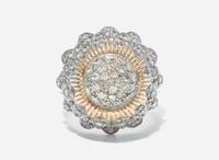 A Two-Tone 14K Yellow and White Gold and Diamond Ring