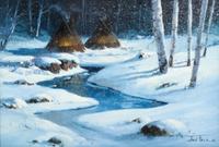 Joni Falk, (American, b. 1933), Winter Sanctuary and Sanctuary