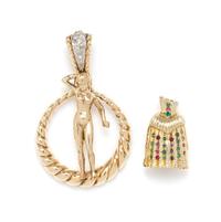 A Yellow Gold, Diamond and Multigem Convertible Erotic Pendant, 31.10 dwts.