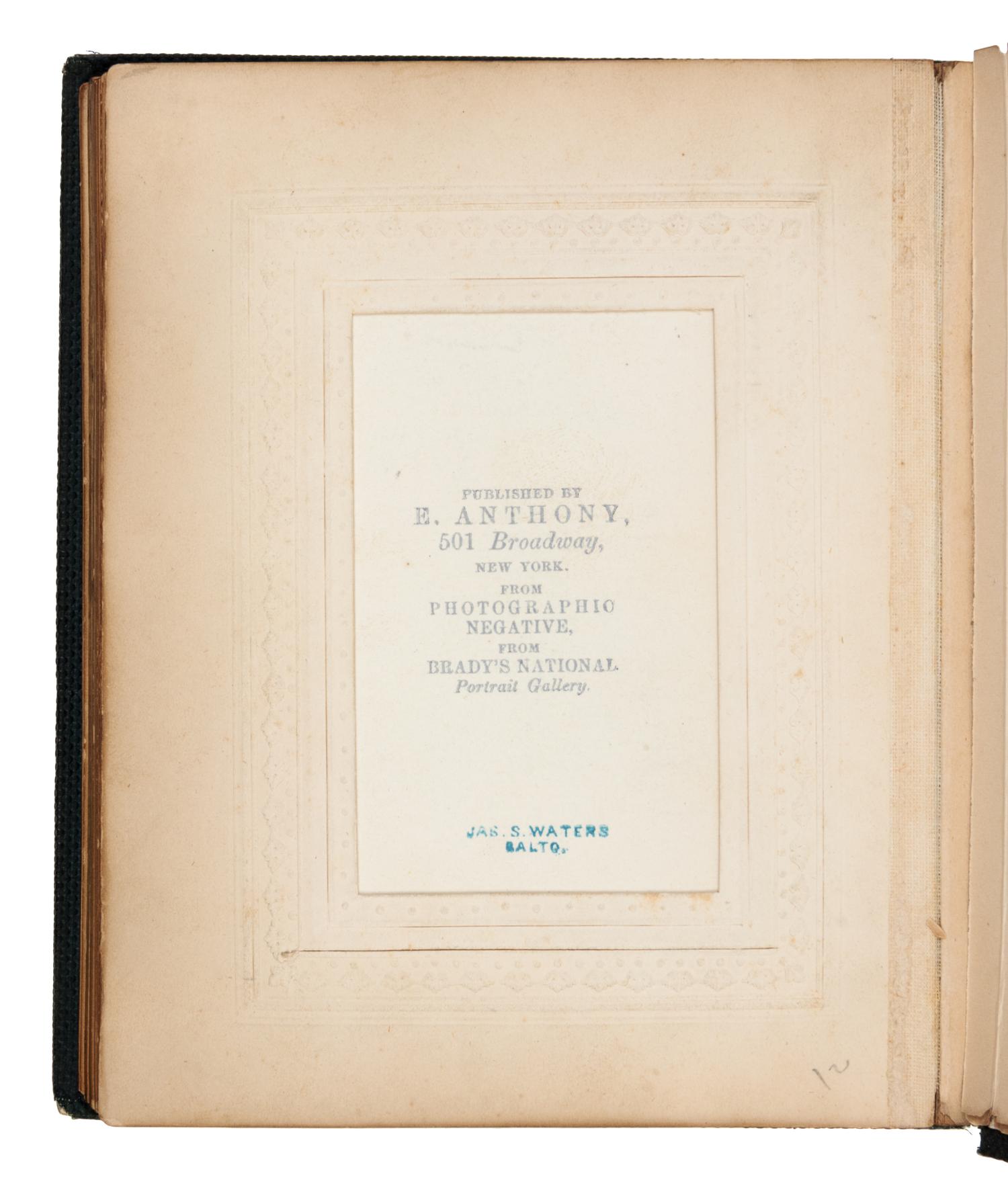 [LINCOLN, Abraham (1809-1865)]. Civil War-era carte-de-visite album. Many from Matthew Brady negatives, Baltimore and NY imprints.