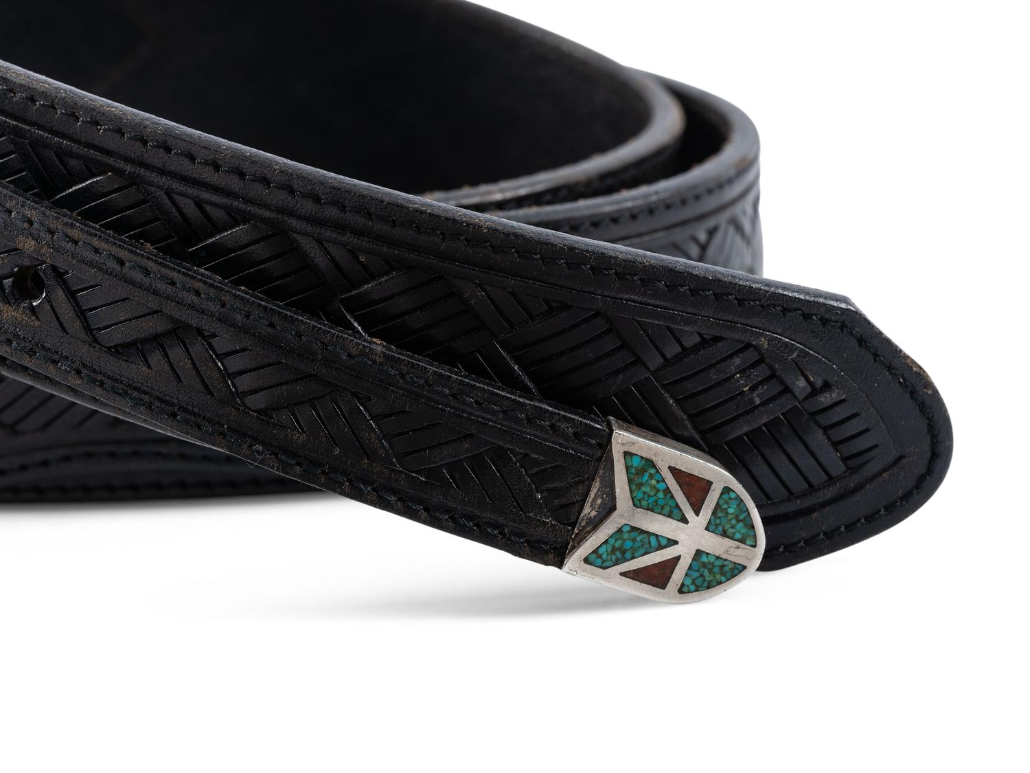 Navajo Silver Ranger Set, with Turquoise and Coral Chip Inlay