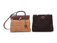 Hermès Vibrato Leather and Canvas Convertible Herbag, 2002