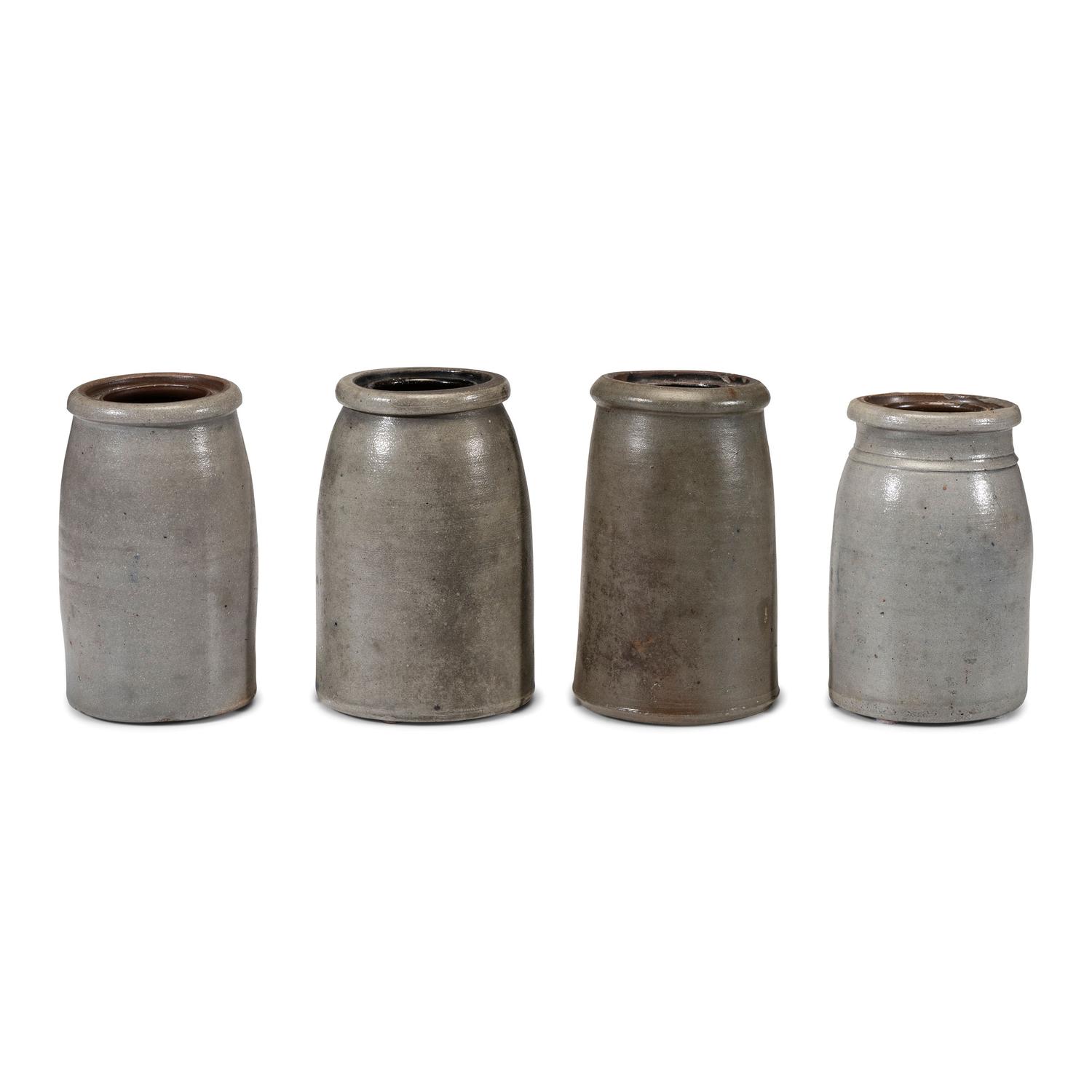 Four Cobalt Decorated Stoneware Jars