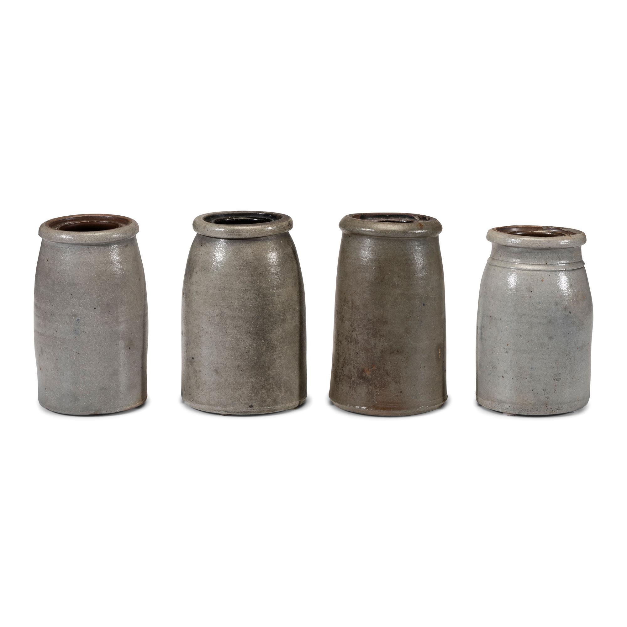 Four Cobalt Decorated Stoneware Jars