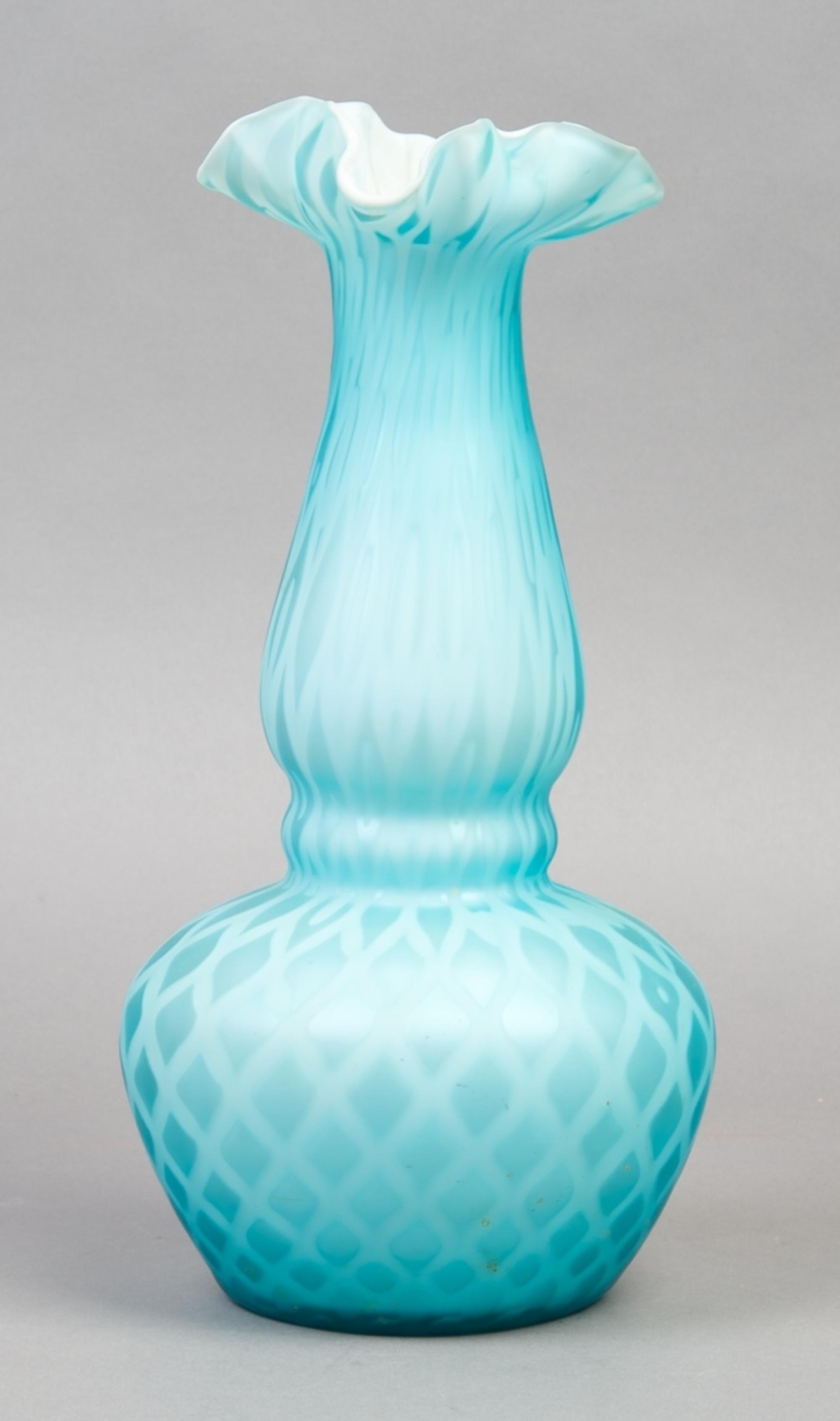 A Victorian Cased Glass Vase, Height 12 inches.