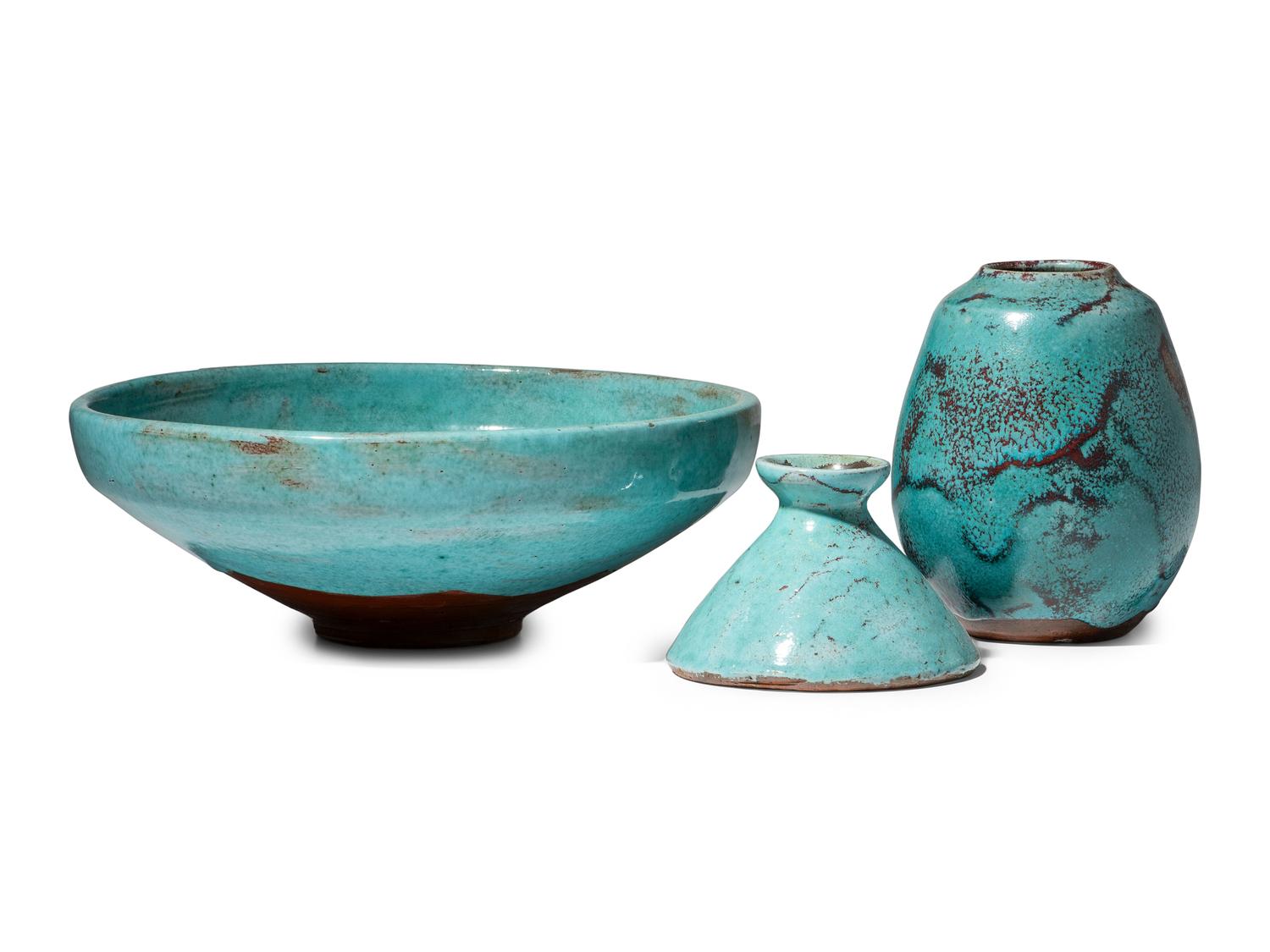 Three Jugtown Pottery Chinese Vessels