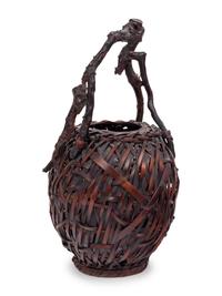 A Japanese Ikebana Bamboo Flower Arranging Basket