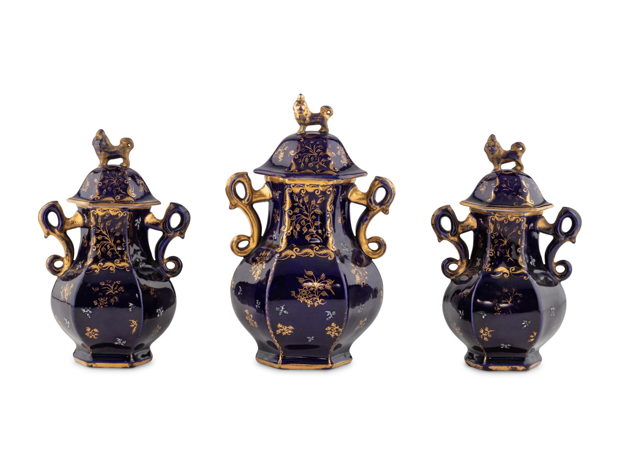A Group of Three Mason's Ironstone Covered Jars