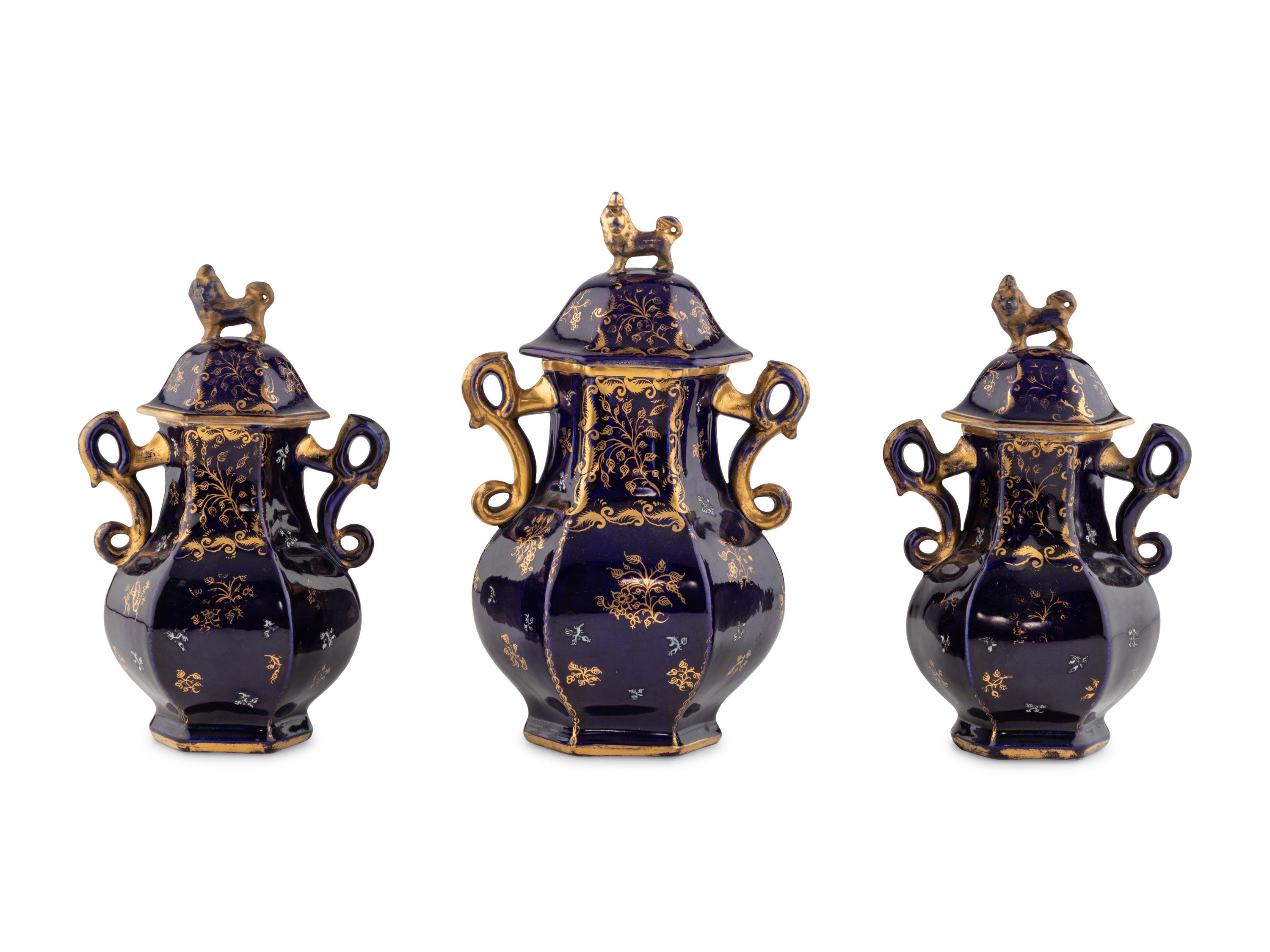 A Group of Three Mason's Ironstone Covered Jars