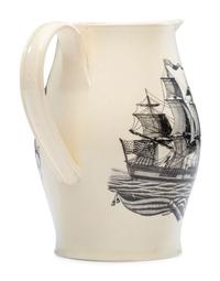 A Scarce Staffordshire Transfer-Printed Creamware 'Washington Crowned with Laurels by Liberty' Pitcher